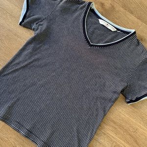 Tommy Hilfiger S S/S T-Shirt V-Neck Striped Navy